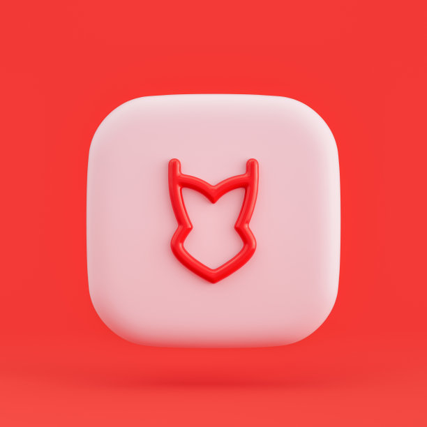 服装图标，紧身胸衣3d图标按钮，红色背景，3d渲染图片下载