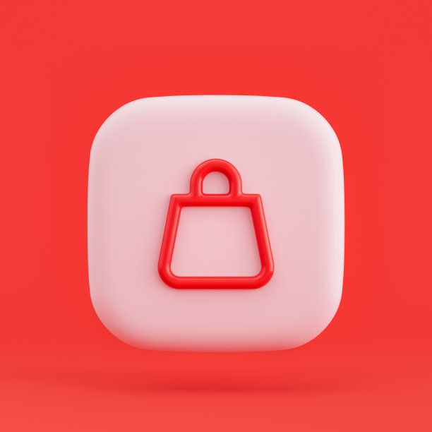 衣服图标，包3d图标按钮红色背景，3d渲染图片下载