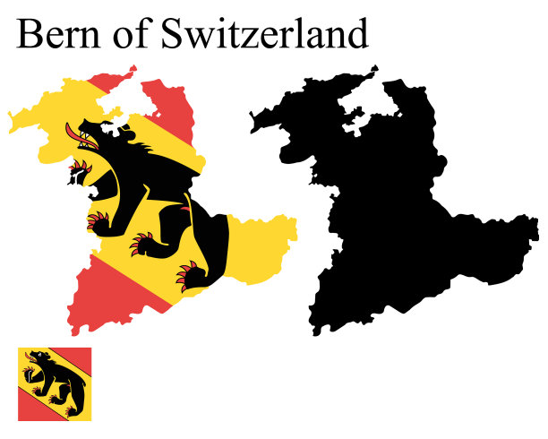 把瑞士伯尔尼的地图挂在国旗上图片下载