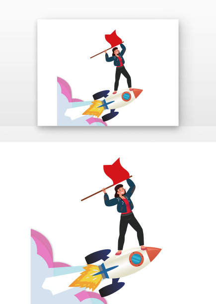 五四青年节青年踩着火箭图片下载