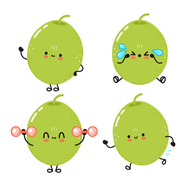 有趣可爱的快乐橄榄人物捆绑设置图片下载