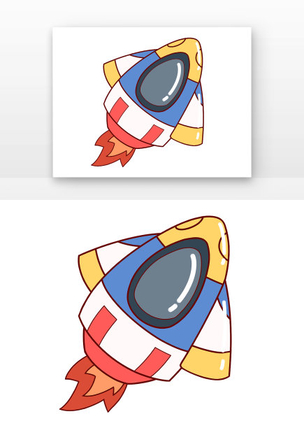 卡通黄蓝世界航天日火箭图片下载