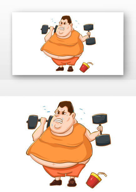 防肥胖日胖男生举哑铃图片下载