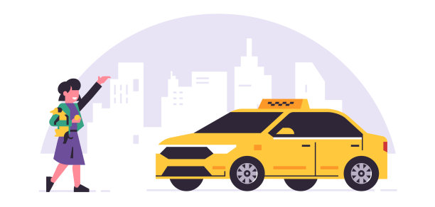 网上打车服务黄色出租车司机图片下载
