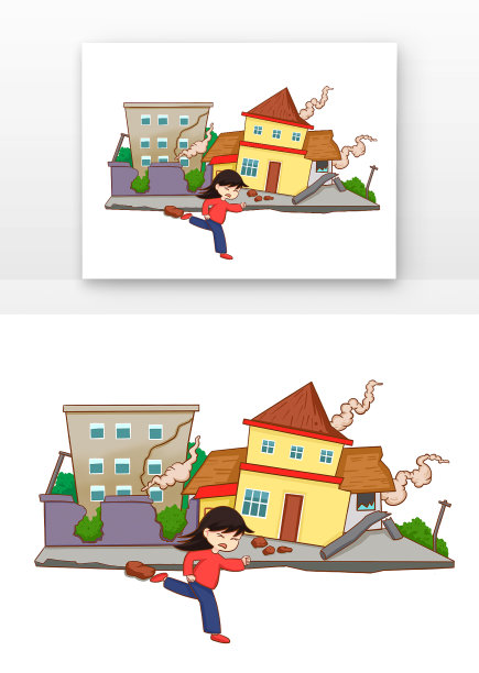 地震防震指南的漫画元素图片下载