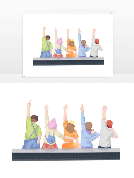 五四青年几个朋友背影图片下载