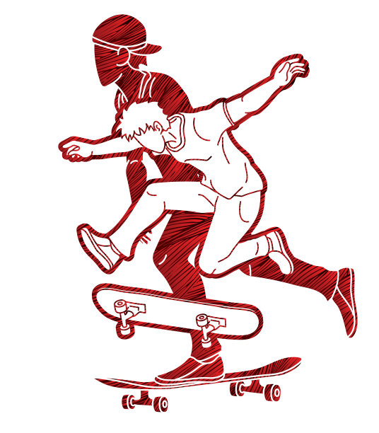 一群人玩滑板极限运动图片下载