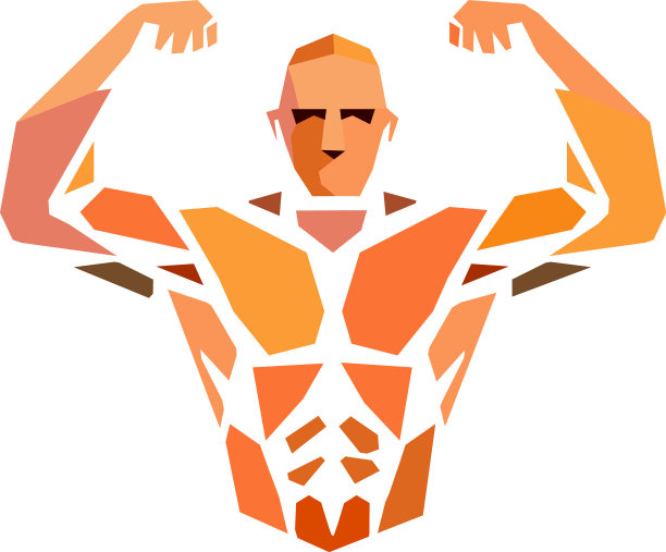 多边形彩色健美运动员躯干标志图片下载