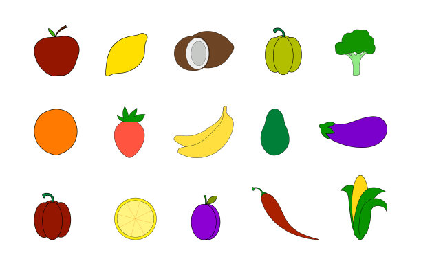 一套简单的蔬菜，色彩斑斓图片下载