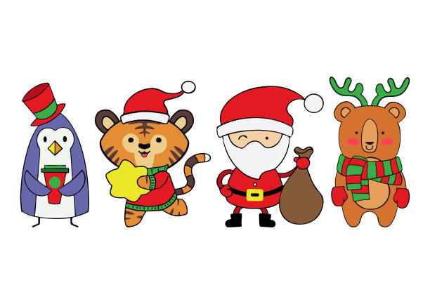 一套圣诞贴纸孤立在白色图片下载