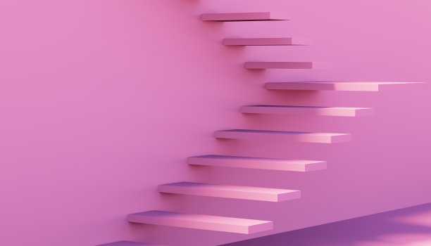 走廊里的抽象楼梯。三维渲染图片下载