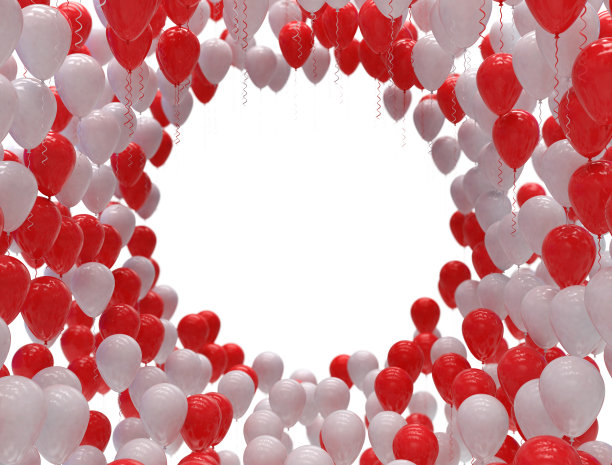 白色和红色的气球。情人节快乐图片下载