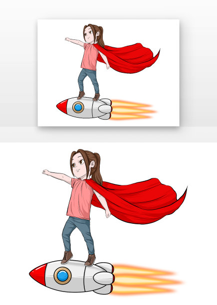 青年踩着火箭前进图片下载