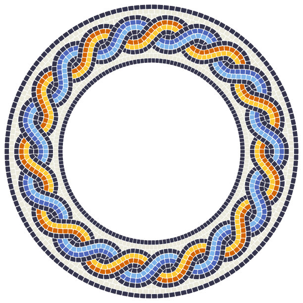 古代马赛克框架。装饰性的仿古石饰。图片下载