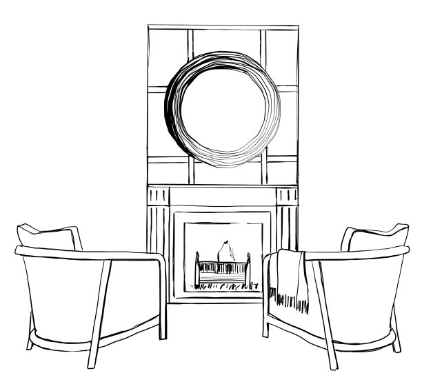 带有扶手椅和壁炉的家庭内部装饰图片下载