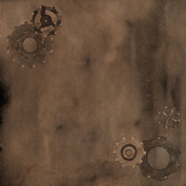 在Grunge背景上手绘蒸汽朋克齿轮传动元件数码纸。图片下载