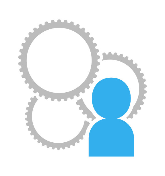 人与齿轮隔离矢量图标。图片下载
