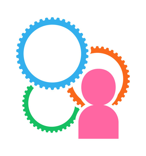 人与齿轮隔离矢量图标。图片下载