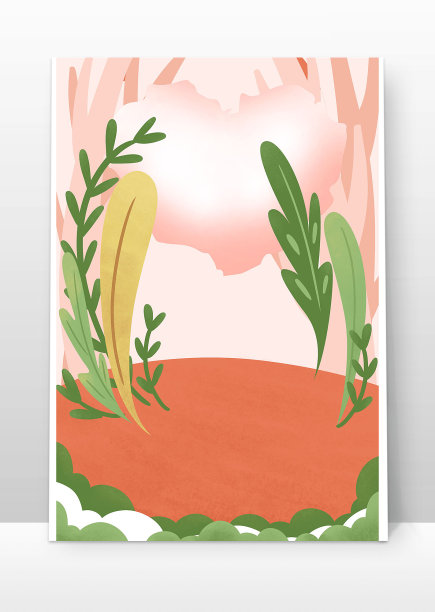 浪漫情人节爱心花草背景图片下载