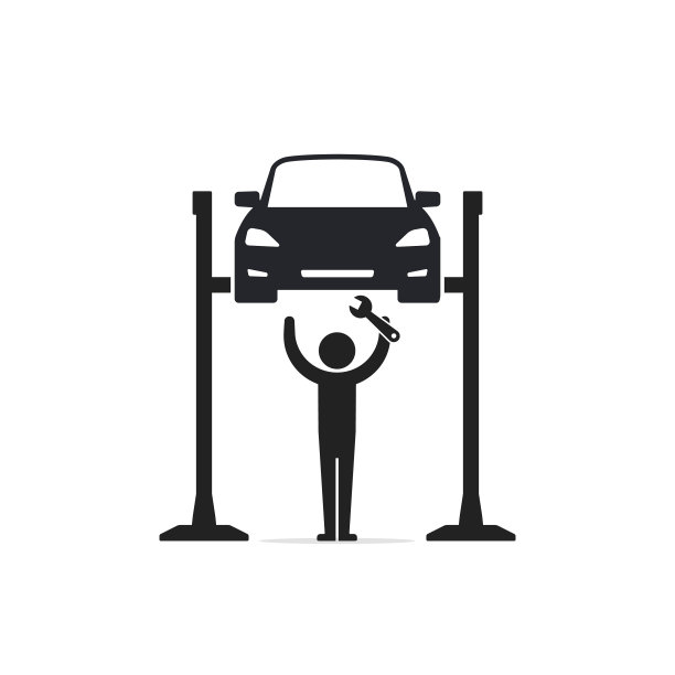 机修工正在修理用自动起重机吊起的汽车图片下载