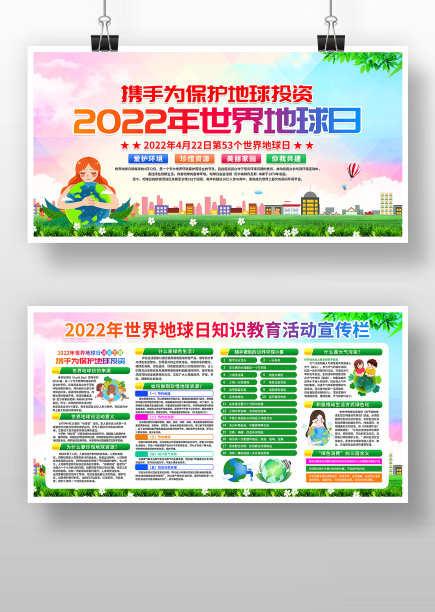 2022年世界地球日主题活动宣传展板图片下载