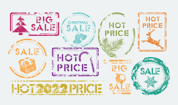 圣诞特卖邮票集新年符号设计图片下载