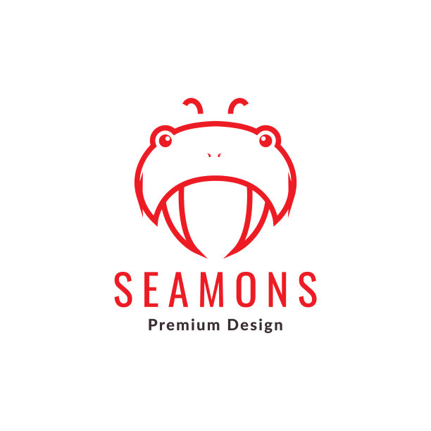 可爱的海怪与尖牙标志设计图形图片下载