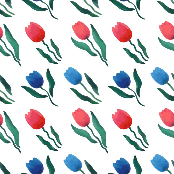 花卉图案与春天的花朵郁金香图片下载