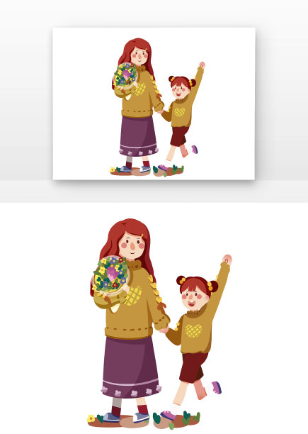 母亲牵着女孩图片下载