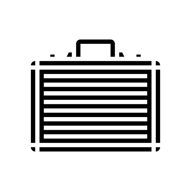 公文包金属字形图标矢量插图图片下载