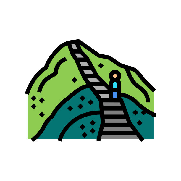 俳句楼梯彩色图标矢量插图图片下载