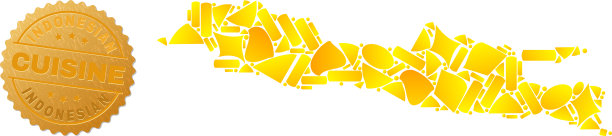 爪哇岛地图拼贴的黄金物品和图片下载