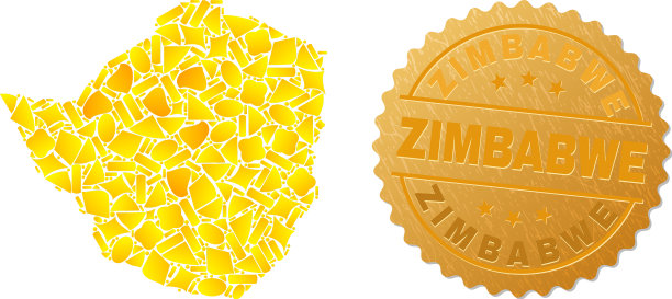津巴布韦地图拼贴金点和金属图片下载