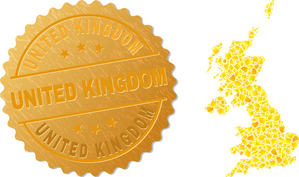 英国地图镶嵌的黄金颗粒和图片下载