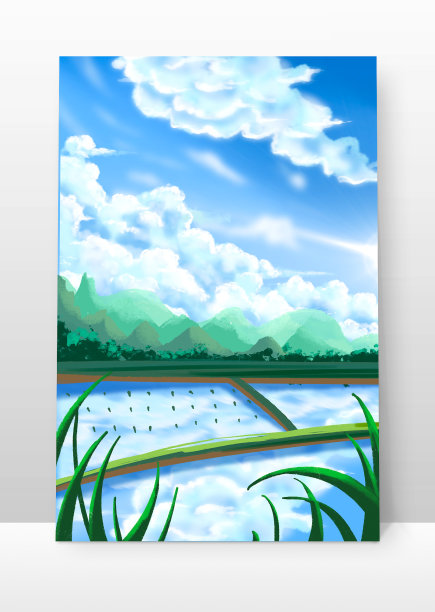 原创插画插秧流动的云图片下载