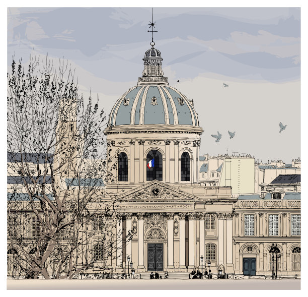 著名的艺术桥横跨巴黎塞纳河图片下载