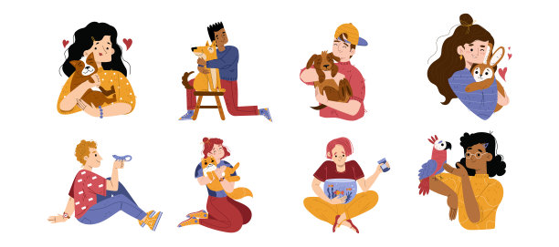 人们在水族馆里抱鸟、抱鱼，拥抱宠物图片下载