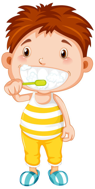卡通男孩刷牙图片下载
