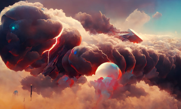 多色迅雷3D渲染插图图片下载