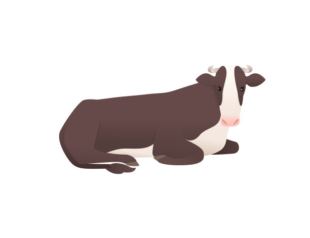 奶牛埃尔郡奶牛斑点家养哺乳动物卡通设计矢量插图在白色背景图片下载