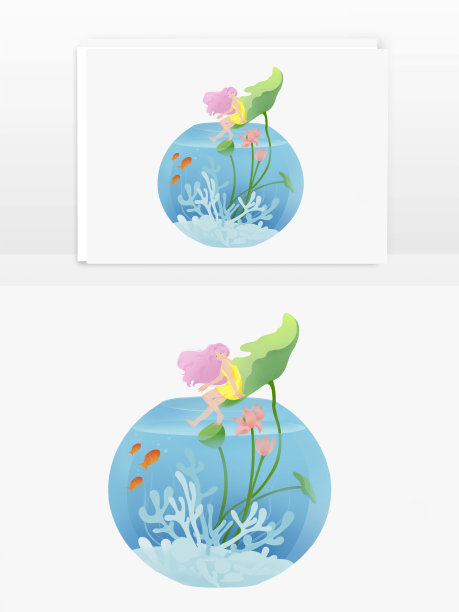 创意游泳鱼缸珊瑚图片下载