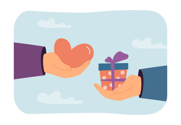 巨大的手握着礼盒和心图片下载