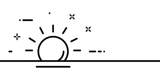 太阳越过地平线图标。天空，天体，白天，夜晚，日落，黎明，光。自然的概念。一行的风格。矢量线图标的业务和广告图片下载