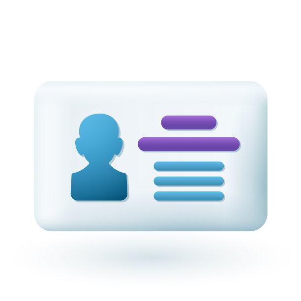 3d卡通风格的ID或身份证图标图片下载