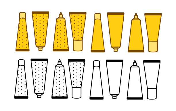 向量集化妆品管涂鸦风格在白色背景图片下载