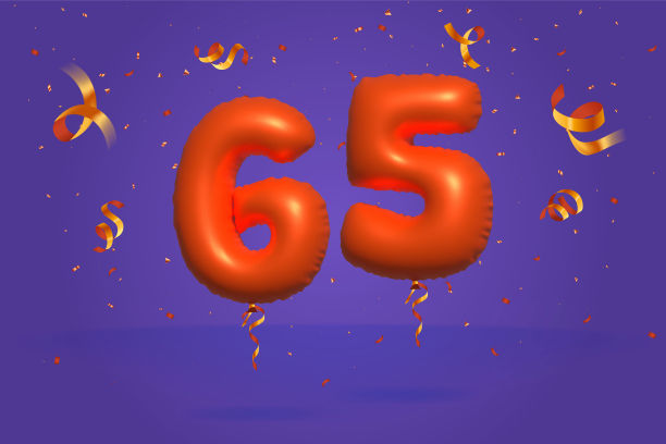 橙色氦气球3D数字65图片下载