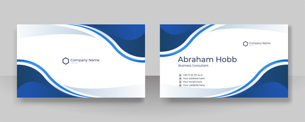 现代创意和干净的蓝色名片设计模板。奢华优雅的名片设计背景与时尚简约抽象的几何时尚波浪线。矢量图图片下载