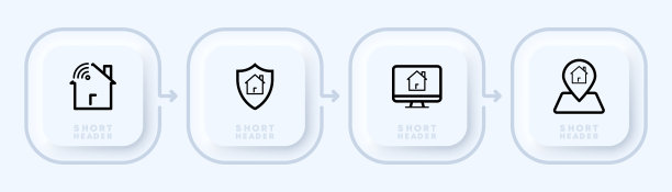网络设置图标。通讯，家庭网络，wifi，电脑，地理定位，保护，安全。技术的概念。新生变形样式。矢量线图标的业务和广告图片下载