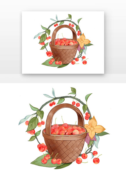 红色水果樱桃插画图片下载