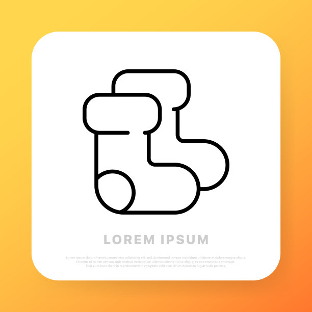 毛毡靴线条图标：保暖、足部、冬季、袜子、御寒、雪地。鞋类概念。商业广告矢量线条图标图片下载